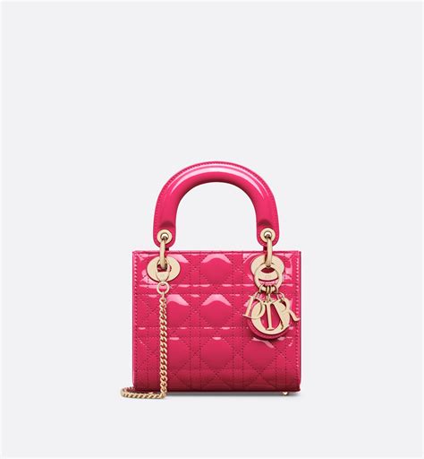 Mini Lady Dior Bag Passion Pink Patent Cannage Calfskin